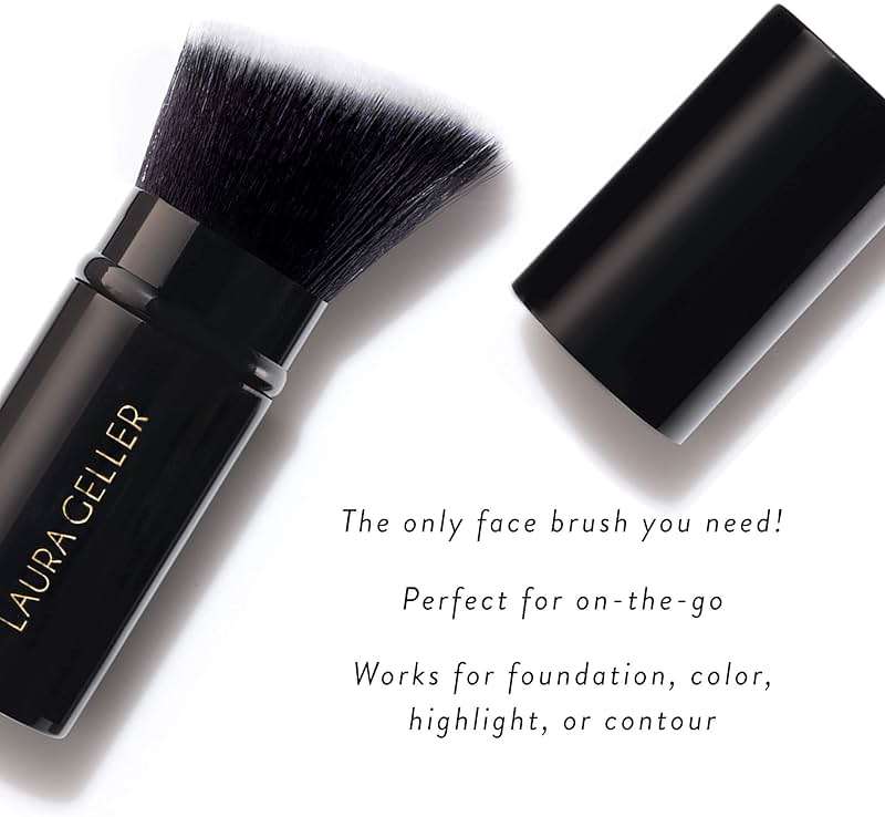 LAURA GELLER NEW YORK Baked Balance-n-Brighten Powder Foundation, Porcelain + Retractable Angled Kabuki Brush + Kajal Longwear Length and Volume Black Mascara - Image 6