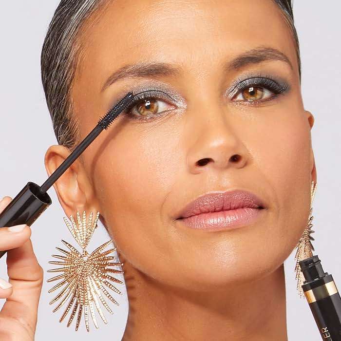 LAURA GELLER NEW YORK Baked Balance-n-Brighten Powder Foundation, Porcelain + Retractable Angled Kabuki Brush + Kajal Longwear Length and Volume Black Mascara - Image 9