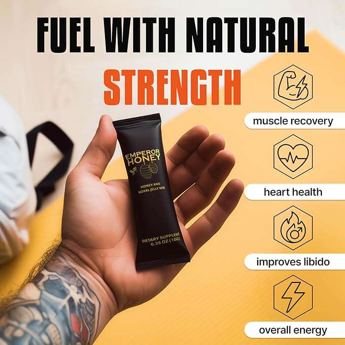 Halal Honey Extra Strength For Men Raw Organic Honey with Premium Natural Royal Jelly Bee Pollen & 100% Pure (Large Pack of 24 Honey Packets) - Image 3