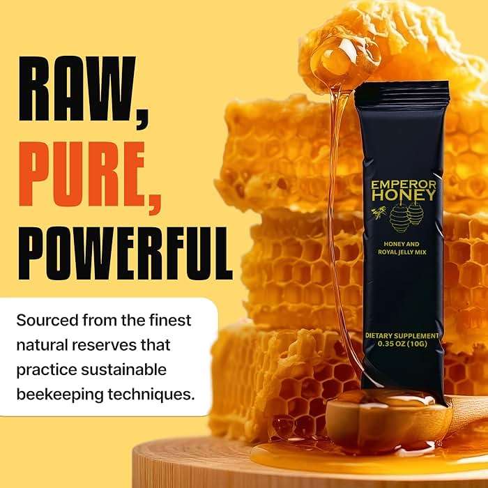 Halal Honey Extra Strength For Men Raw Organic Honey with Premium Natural Royal Jelly Bee Pollen & 100% Pure (Large Pack of 24 Honey Packets) - Image 4