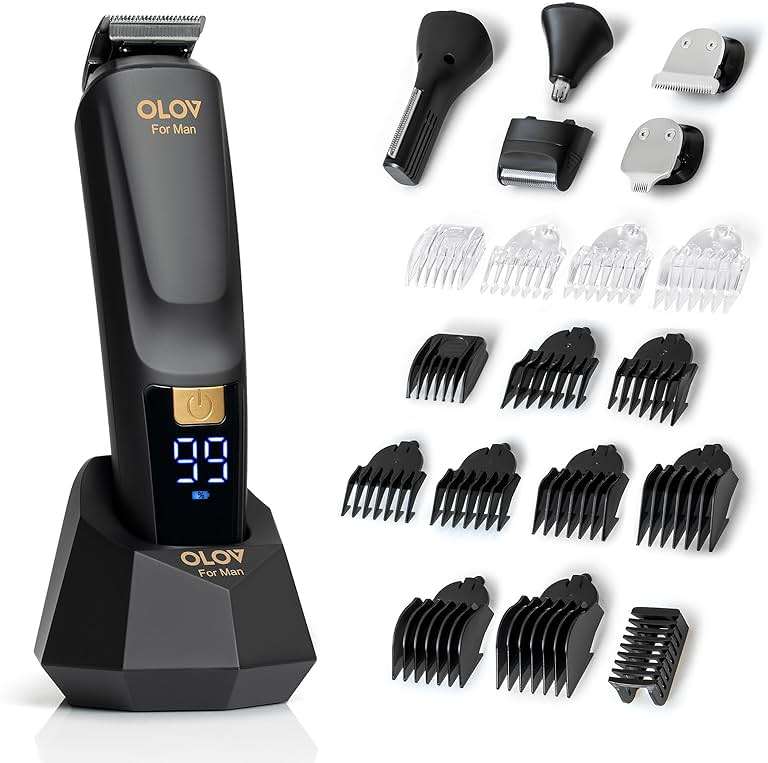 OLOV For Man Beard Trimmer, 21 Piece All-in-One Mens Grooming Kit and Hair Clipper, Nose, Ear,Body and Face, Electric Razor with USB Recharge Dock - Image 1