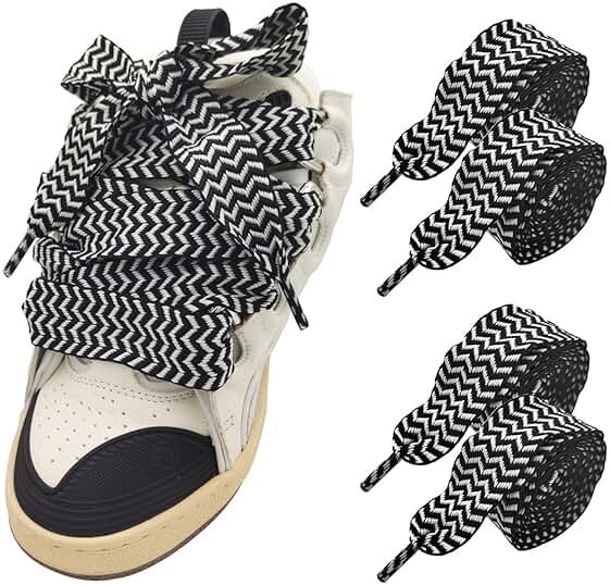 UamGlsob 2 Pairs Thick Shoe Laces for Lanvin Sneakers, 3/32'(3cm) Jumbo Chunky Fat Shoelaces Strings Replacement Laces - Product Image