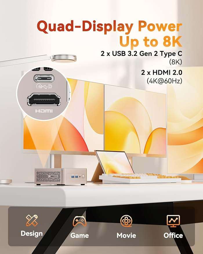 GEEKOM A5 Mini PC for Home Office & Coding, AMD Ryzen 7 5825U, 3-Year Coverage, 16GB RAM (Upgradable) & 512GB M.2 NVMe SSD, Windows 11 Pro Desktop Computer, SD Slot, 8K, Dual HDMI | Wi-Fi 6, BT 5.2 - Image 7