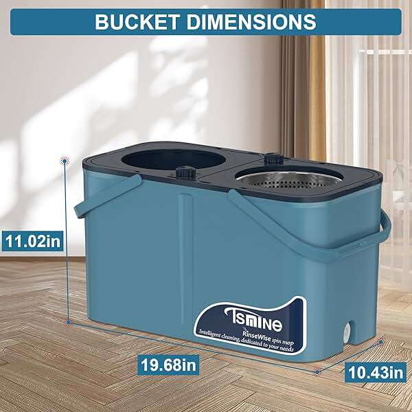 Spin Mop for Large Homes & Big Floor Cleaning, Clean & Dirty Water Separation Mop Bucket for Family & Pet Homes,4-Chamber System, Glide Wheels, Safe for Hardwood & Tile, Adjustable Handle, 6 Mop Heads - Image 2