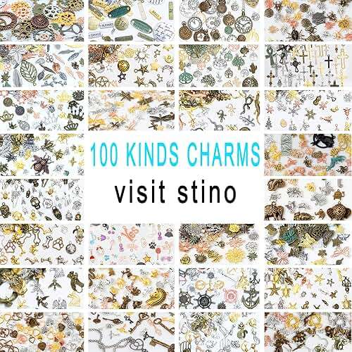 stino 100 G Mixed Style Metal Charms for Jewelry Making, Bulk Silver & Gold Plated, for Bracelet, Necklace, Earrings DIY Crafts - Image 6