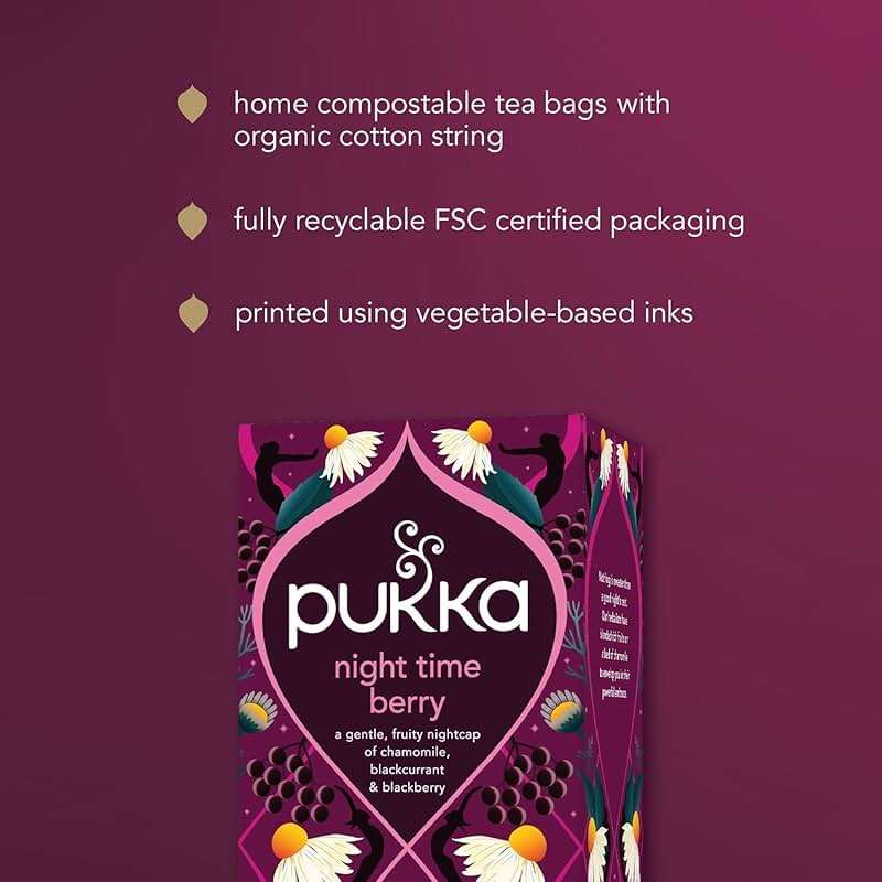 Pukka Night Time Berry Organic Herbal Tea, Soothing Infusion With Chamomile, Lavender & Elderberry, Tea Gift Set For Bedtime Relaxation, Caffeine Free, 80 Total Bags (20ct - Pack of 4) - Image 9