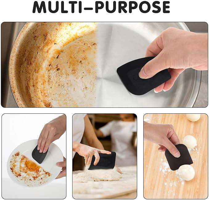 3Pcs Pan Scraper Dish Scraper Plastic Pot Scraper Kitchen Scraper Cast Iron Skillet Pan Scraper Tool for Cleaning - Image 4
