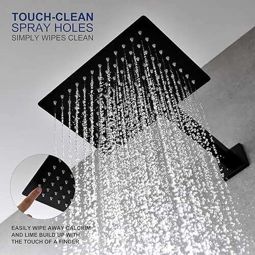 KENES Matte Black Tub Shower Faucet Set Complete with 10-Inch Rainfall Shower Head and Tub Spout, Square Tub and Shower Trim Kit, KE-6024A-2 (Shower Valve Included) - Image 5