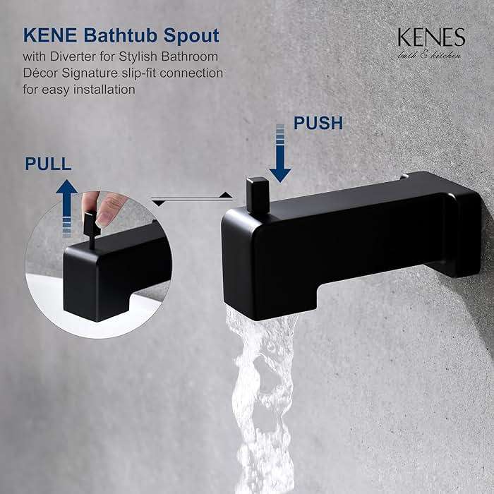KENES Matte Black Tub Shower Faucet Set Complete with 10-Inch Rainfall Shower Head and Tub Spout, Square Tub and Shower Trim Kit, KE-6024A-2 (Shower Valve Included) - Image 8