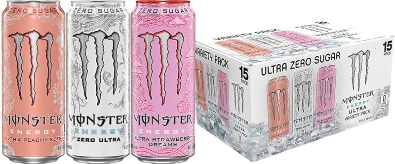 Monster Energy Ultra Variety Pack, PKZSD, Sugar Free Energy Drink, 16 Ounce | Pack of 15 - Product Image