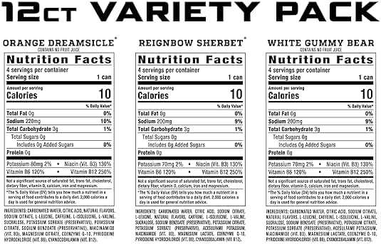 REIGN Total Body Fuel Variety Pack, Orange Dreamsicle, Reignbow Sherbet, White Gummy Bear, Fitness & Performance Drink, 16 Fl Oz (Pack of 12) - Image 2