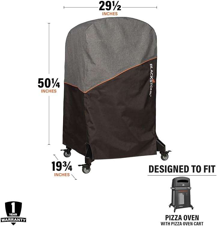 Blackstone Pizza Oven Cover Fits Standing Pizza Oven Model 6825 Water Resistant, Heavy Duty 600D Polyester Canvas Pizza Oven Cover, Black, Orange & Gray - Image 2
