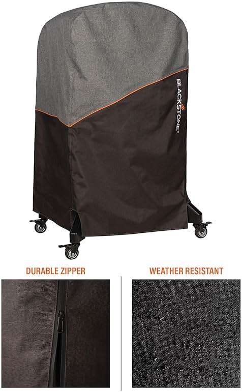 Blackstone Pizza Oven Cover Fits Standing Pizza Oven Model 6825 Water Resistant, Heavy Duty 600D Polyester Canvas Pizza Oven Cover, Black, Orange & Gray - Image 3