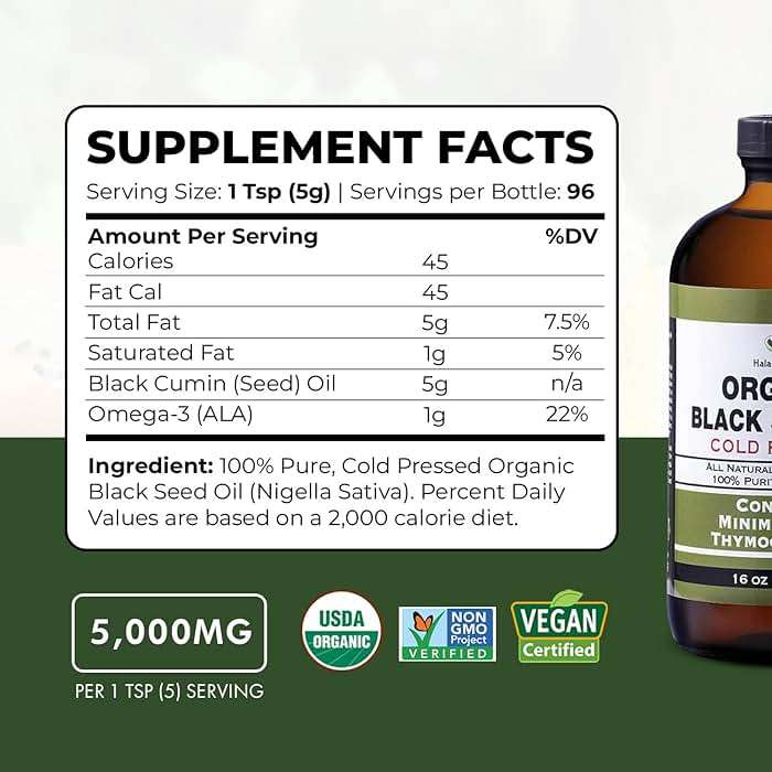 Organic Black Seed Oil - USDA Certified Cold Pressed Glass Bottle Over 1.5% Thymoquinone 3X strength Turkish Black Cumin Nigella Sativa non-GMO 100% Pure Blackseed Oil (32oz Glass (2X16) Bottle) - Image 2