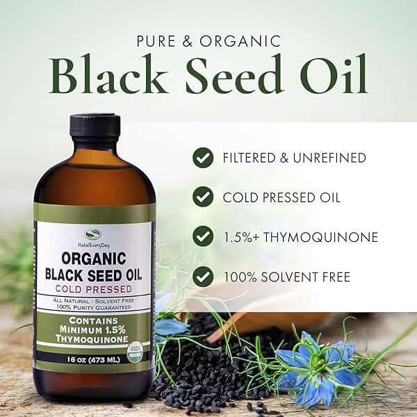 Organic Black Seed Oil - USDA Certified Cold Pressed Glass Bottle Over 1.5% Thymoquinone 3X strength Turkish Black Cumin Nigella Sativa non-GMO 100% Pure Blackseed Oil (32oz Glass (2X16) Bottle) - Image 3