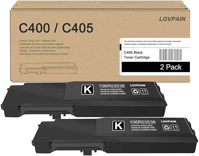 LOVPAIN VersaLink C400/C405 Black Extra High Capacity Toner Cartridge 2 Pack (10,800 Page/Pack) - Lvan Compatible 106R03536 Toner Cartridge Replacement for Xerox VersaLink C400 C405 Printer - Image 2