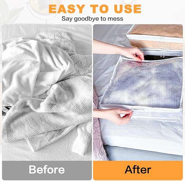 Heonay Clear Zippered Storage Bags Plastic Sweater Storage Bags with Zipper 6 Packs Clothing Organizer for Blankets Linen Sweater Bed Sheet Quilt Clothes Pillow (15.7 x 13.8 x 3.9 Inch) - Image 6