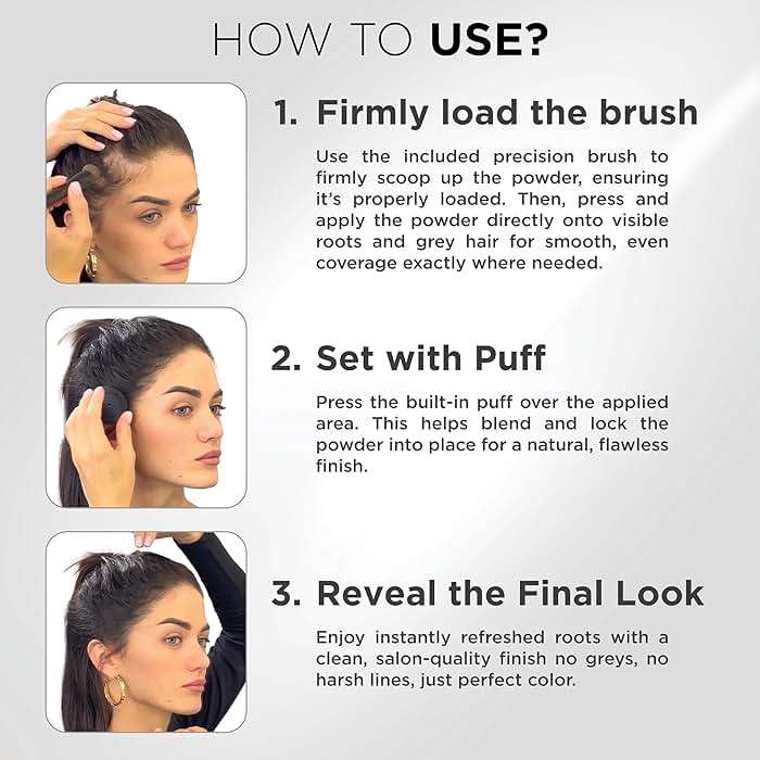 THICK FIBER Root Touch Up Powder - Water & Sweat Resistant Hair Loss Concealer Set for Thinning Hair Women, Includes Brush (Black) - Image 3