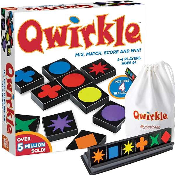 MindWare Qwirkle With Trays Board Game for Kids Ages 6+ Strategy Tile Game for Family Game Night 2-4 Players with 108 Wooden Tiles and 4 Trays - Image 1