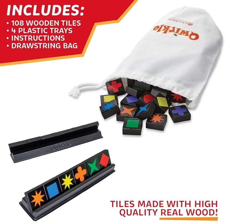 MindWare Qwirkle With Trays Board Game for Kids Ages 6+ Strategy Tile Game for Family Game Night 2-4 Players with 108 Wooden Tiles and 4 Trays - Image 4