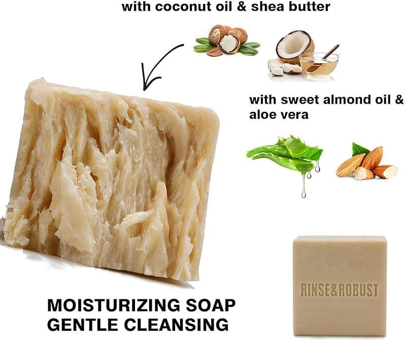 Rinse & Robust Mens Bar Soap Bath Bar Soap 3Pack Handmade Natural Soap Bar Set Cleansing Bar Moisturizing&Exfoliating Scrub Soap Gift Set for Men | Leather, Sandalwood, Teakwood | 3.5 oz of 3 Bars - Image 2