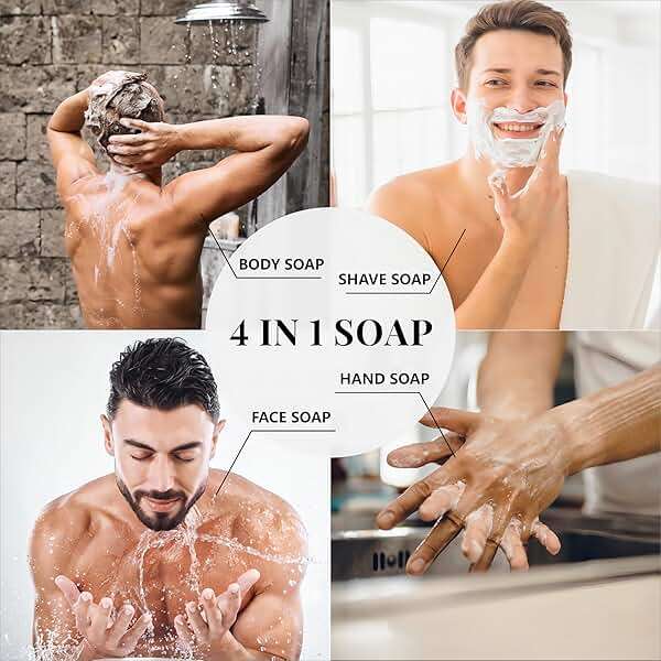 Rinse & Robust Mens Bar Soap Bath Bar Soap 3Pack Handmade Natural Soap Bar Set Cleansing Bar Moisturizing&Exfoliating Scrub Soap Gift Set for Men | Leather, Sandalwood, Teakwood | 3.5 oz of 3 Bars - Image 4