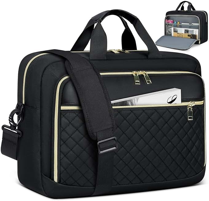 NEWHEY Laptop Bag 17.3 Inch Laptop Briefcase for Women Men Waterproof Shoulder Messenger Bag Large Computer Bag for Business Office Work College, Black - Product Image