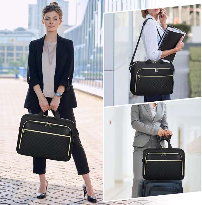 NEWHEY Laptop Bag 17.3 Inch Laptop Briefcase for Women Men Waterproof Shoulder Messenger Bag Large Computer Bag for Business Office Work College, Black - Image 6