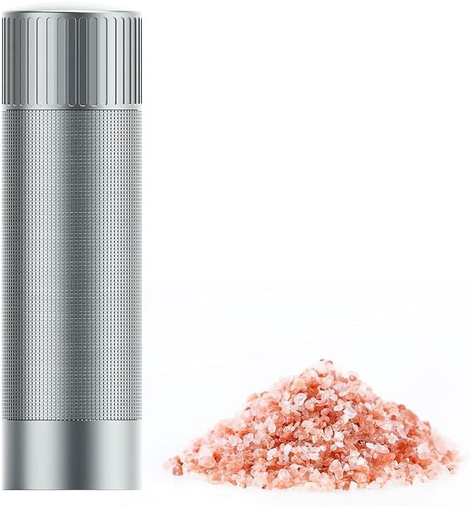 Luvan Salt Grinder, Professional Grade Salt Mill with Unique Burr Grinder, 12 Adjustable Coarseness Settings, Lightning-fast grinding speed, Heavy Duty Aluminum Manual Salt and Pepper Grinder - Product Image