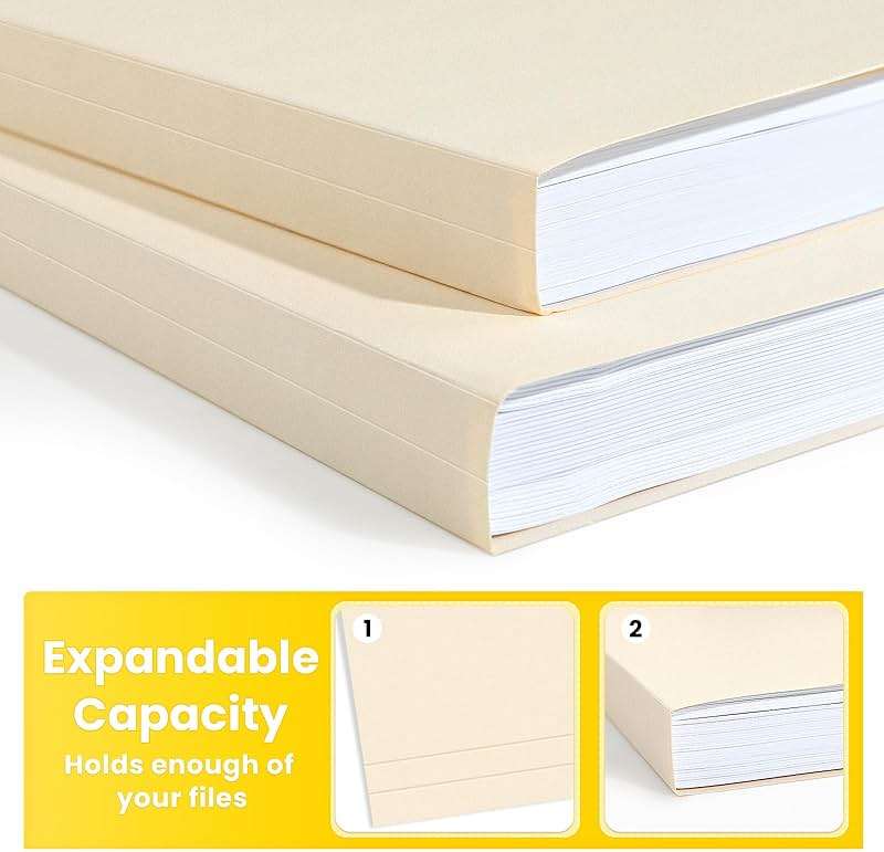 SUNEE Manilla Folders Letter Size (8.5 x 11 inches), 250 Per Box, 1/3 Cut Tab for Easy Labeling and Organization, Durable Standard Paper for Home, Office, School Filing - Image 4