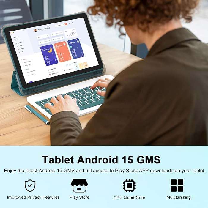 CUPEISI Android 16 Tablet 10 Inch, 20GB RAM+128GB ROM/ 2TB Expandable, 2.0GHz Octa-core Processor, 1280*800 HD Screen, 5G WiFi6 BT 5.0, 2 in 1 Tablets with Keyboard Case Mouse Stylus, Widevine L1 Blue - Image 4