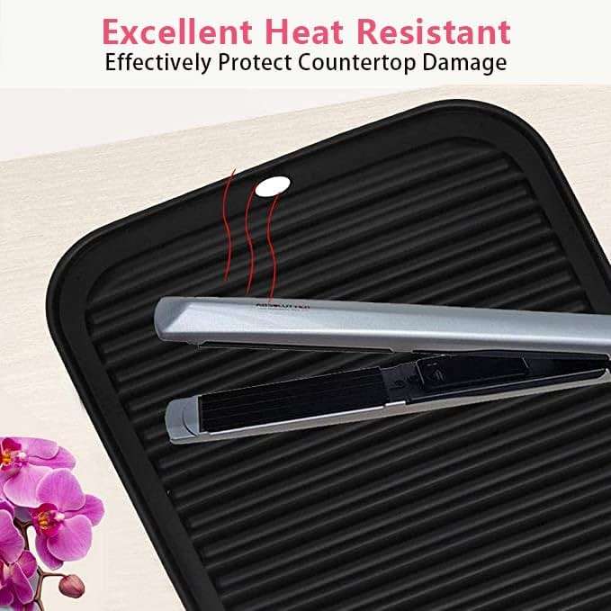 Large Heat Resistant Mat for Hair Tools, Hot Iron Holster, Hot Tools Mat for Curling Iron, Flat Iron, Hair Styling Tools Appliances Dryer Salon Tools Stylist (Daytona Gray) - Image 3