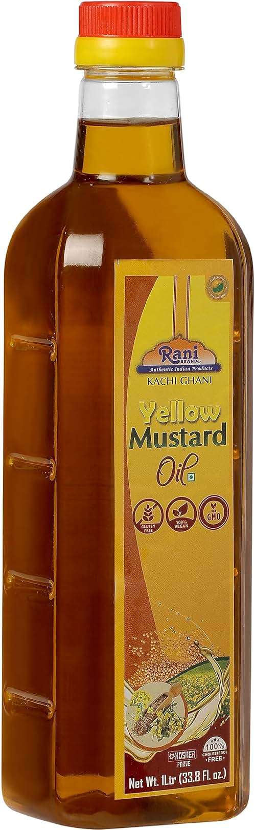 Rani Yellow Mustard Oil (Kachi Ghani) 33.8 Ounce (1 Liter) NON-GMO | Gluten Free | Vegan | 100% Natural | Kosher - Image 3