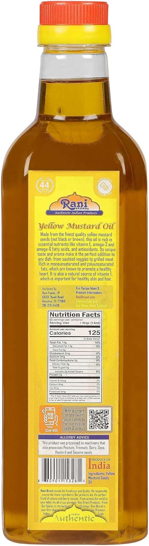 Rani Yellow Mustard Oil (Kachi Ghani) 33.8 Ounce (1 Liter) NON-GMO | Gluten Free | Vegan | 100% Natural | Kosher - Image 5