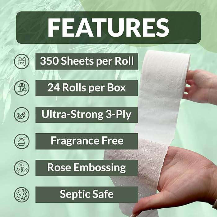 Reli. Bamboo Toilet Paper (24 Jumbo Rolls) | 3 Ply Toilet Paper (350 Sheets/Roll) Bathroom Tissue | Organic Bath Tissue | Bamboo Chemical Free Toilet Tissue Rolls (8400 Sheets Total) - Image 2