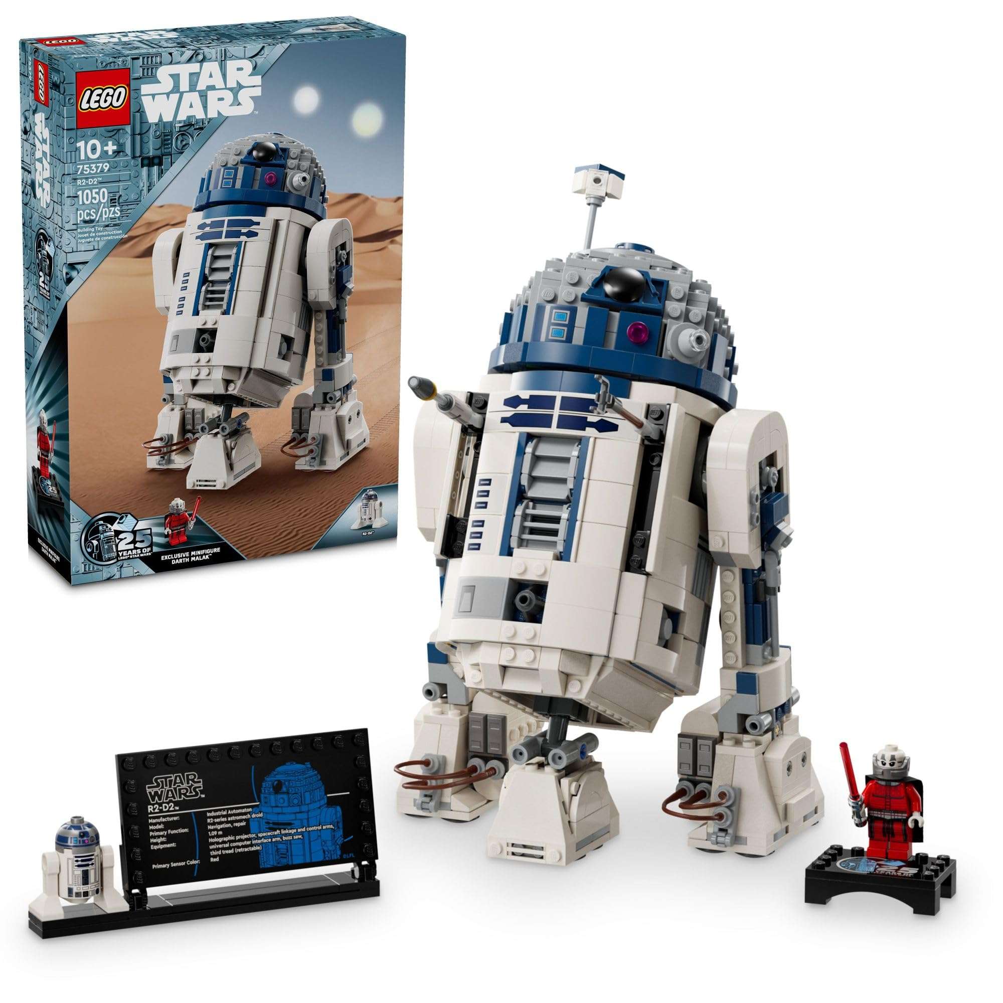 LEGO Star Wars R2-D2 Building Toy Set - Play or Display Star Wars Toy for Boys & Girls, Ages 10+ - Gift Ideas for Kids & Fans - Includes 25th Anniversary Darth Malak Minifigure - 75379 - Image 1