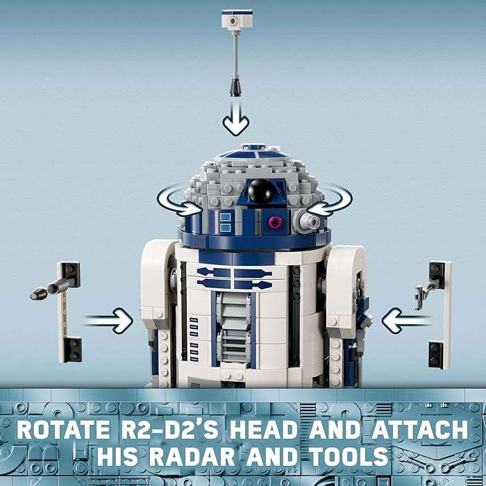 LEGO Star Wars R2-D2 Building Toy Set - Play or Display Star Wars Toy for Boys & Girls, Ages 10+ - Gift Ideas for Kids & Fans - Includes 25th Anniversary Darth Malak Minifigure - 75379 - Image 4