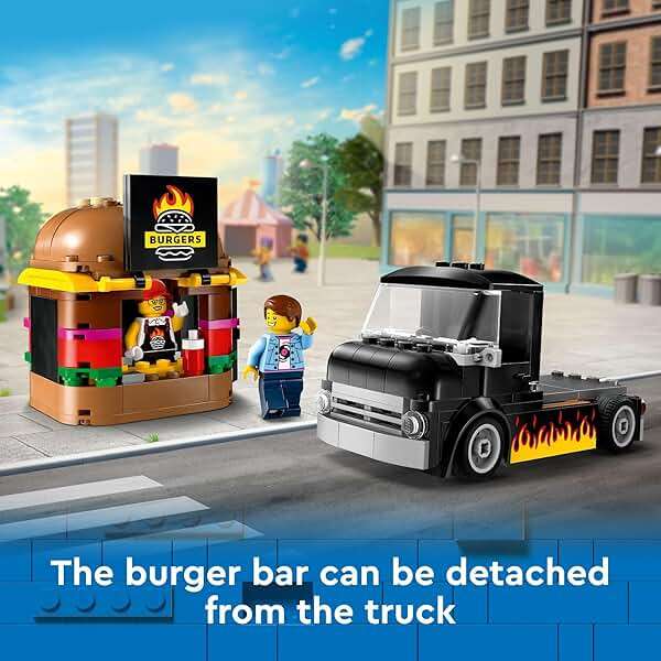 LEGO City Burger Truck Toy Building Set, Fun Gift for Kids Ages 5 Plus, Burger Van and Kitchen Playset, Vendor Minifigure and Accessories, Imaginative Pretend Play for Boys and Girls, 60404 - Image 3