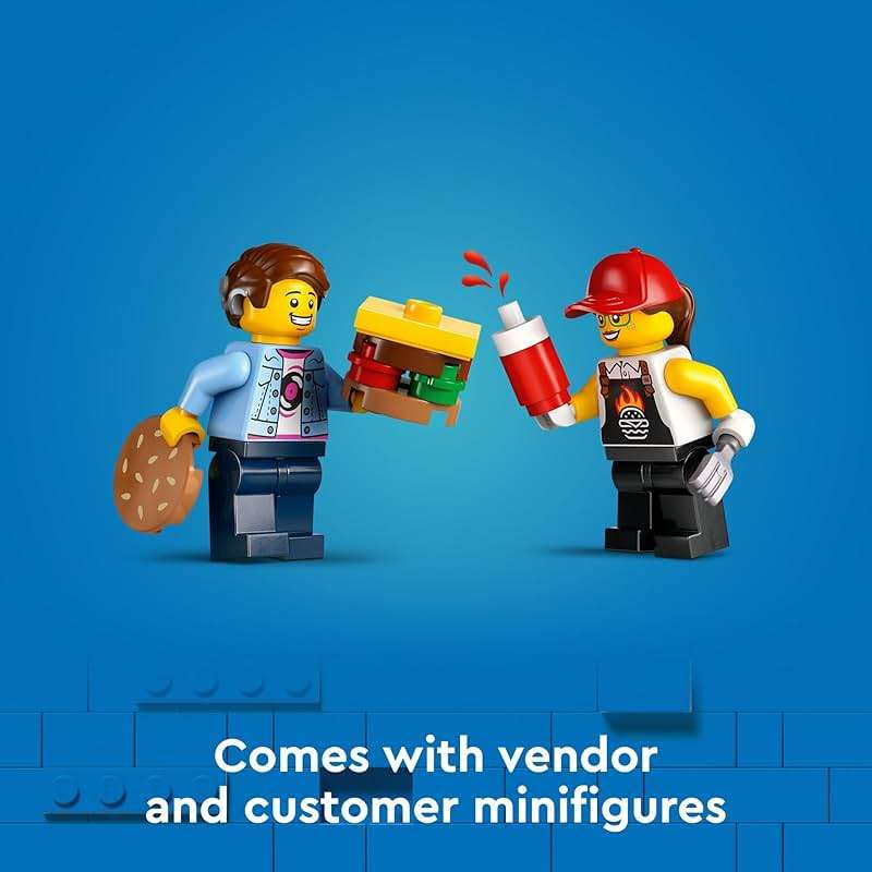 LEGO City Burger Truck Toy Building Set, Fun Gift for Kids Ages 5 Plus, Burger Van and Kitchen Playset, Vendor Minifigure and Accessories, Imaginative Pretend Play for Boys and Girls, 60404 - Image 5