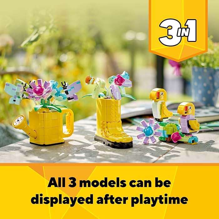 LEGO Creator 3 in 1 Flowers in Watering Can Building Toy - Fun, Creative Activity for Kids, Girls and Boys, Ages 8+ - Gift for Birthdays - Building Options for Rain Boots or Birds - 31149 - Image 5