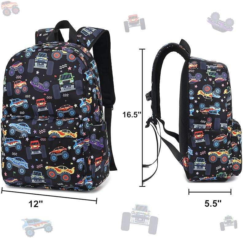 CAMTOP Kids Backpack for Boys, Preschool Toddler Backpack Kindergarten School Bookbag for Age 3-8(Monster Truck) - Image 2