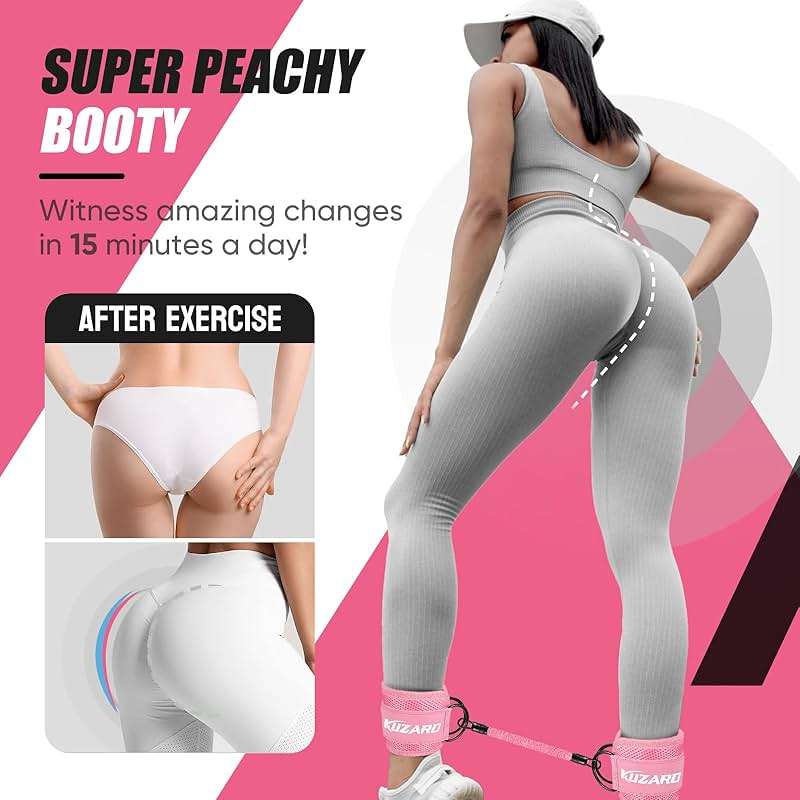 KUZARO Ankle Resistance Bands with Cuffs, Ankle Weights Bands for Working Out, Women Leg and Glutes Workout Equipment, Exercise Bands for Kickbacks, Butt and Booty Trainer, Home Gym Fitness Equipment - Image 3