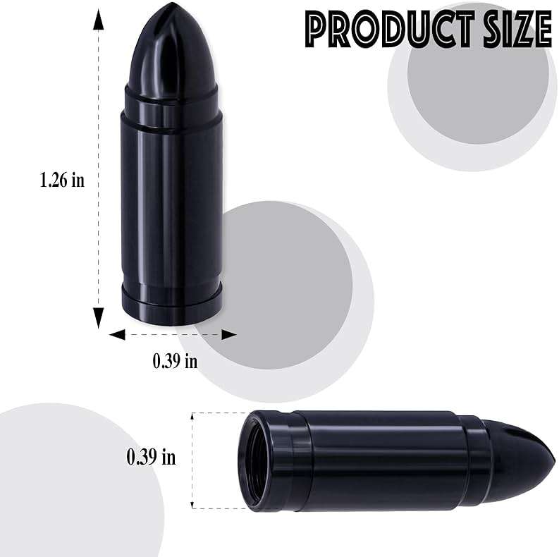 MEAJOO 4PCS Bullet Style Tire Valve Stem Caps, Corrosion Resistant, Universal Aluminium Alloy Dustproof Tire Valve Stem Covers for Cars, SUV, Trucks, Bikes, Motorcycles, Bicycles(Black) - Image 2
