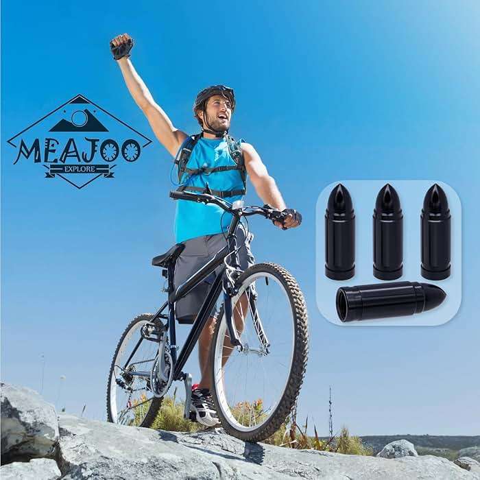 MEAJOO 4PCS Bullet Style Tire Valve Stem Caps, Corrosion Resistant, Universal Aluminium Alloy Dustproof Tire Valve Stem Covers for Cars, SUV, Trucks, Bikes, Motorcycles, Bicycles(Black) - Image 4