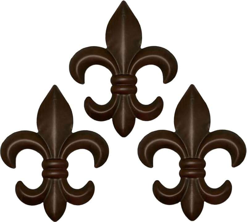 Top Brass 6" Metal Fleur De Lis Wall Decor Art (3 Pack) - New Orleans Style Home Decor - Image 1