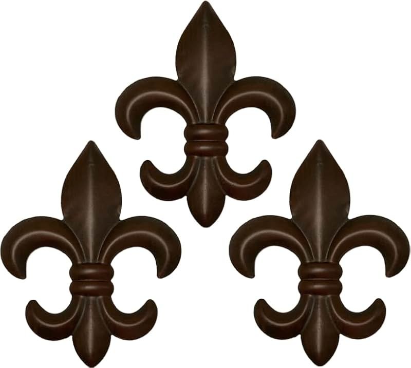 Top Brass 6" Metal Fleur De Lis Wall Decor Art (3 Pack) - New Orleans Style Home Decor - Product Image