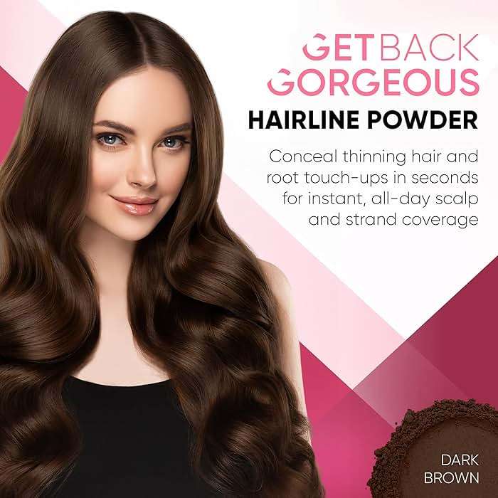 Hairline Powder Instantly Conceals Hair Loss, Root Touch Up Hair Toppers for Women & Men, Hair Fibers for Thinning Hair, Root Cover Up, Stain-Proof 24 Hour Formula (Dark Brown) - Image 2
