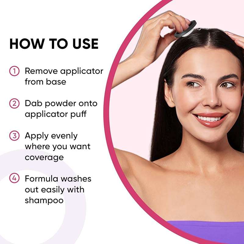 Hairline Powder Instantly Conceals Hair Loss, Root Touch Up Hair Toppers for Women & Men, Hair Fibers for Thinning Hair, Root Cover Up, Stain-Proof 24 Hour Formula (Dark Brown) - Image 4