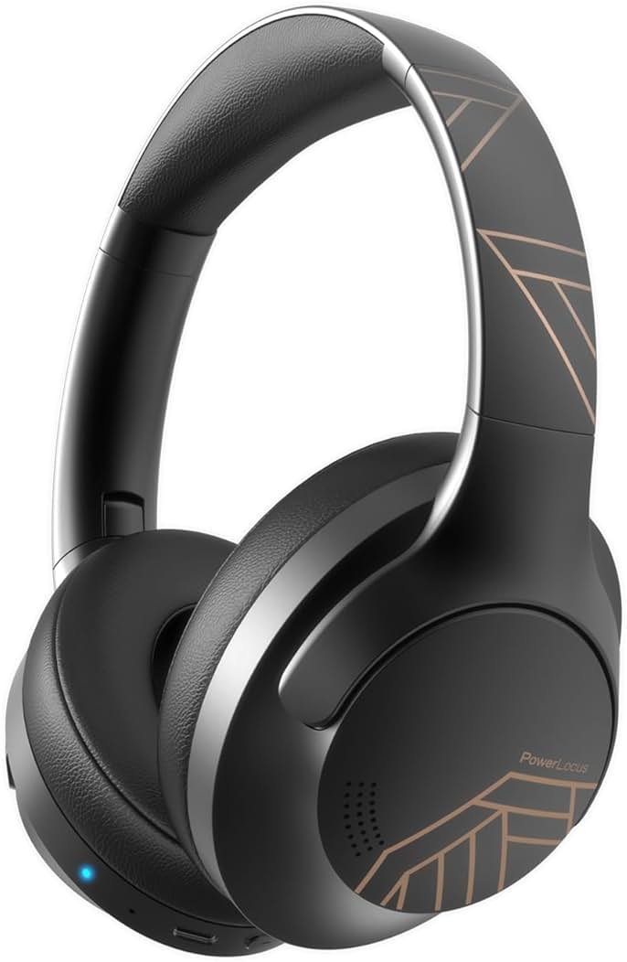 PowerLocus Bluetooth Headphones Over Ear, 50H Playtime with 4 EQ Modes Wireless Headphones with Microphone, HiFi Stereo Deep Bass, Soft Ear Cups, Foldable Lightweight Headset for Travel/Office/Workout - Product Image