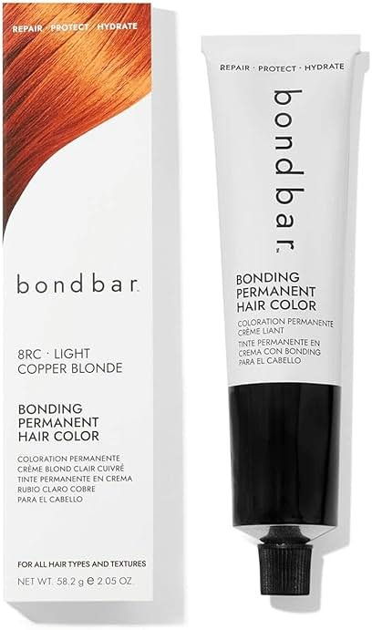 Bondbar 8RC Light Copper Blonde Bonding Permanent Creme Hair Color, Repairing hair dye for all hair types, Vegan, Built in Bonding, 2.05 Oz - Product Image